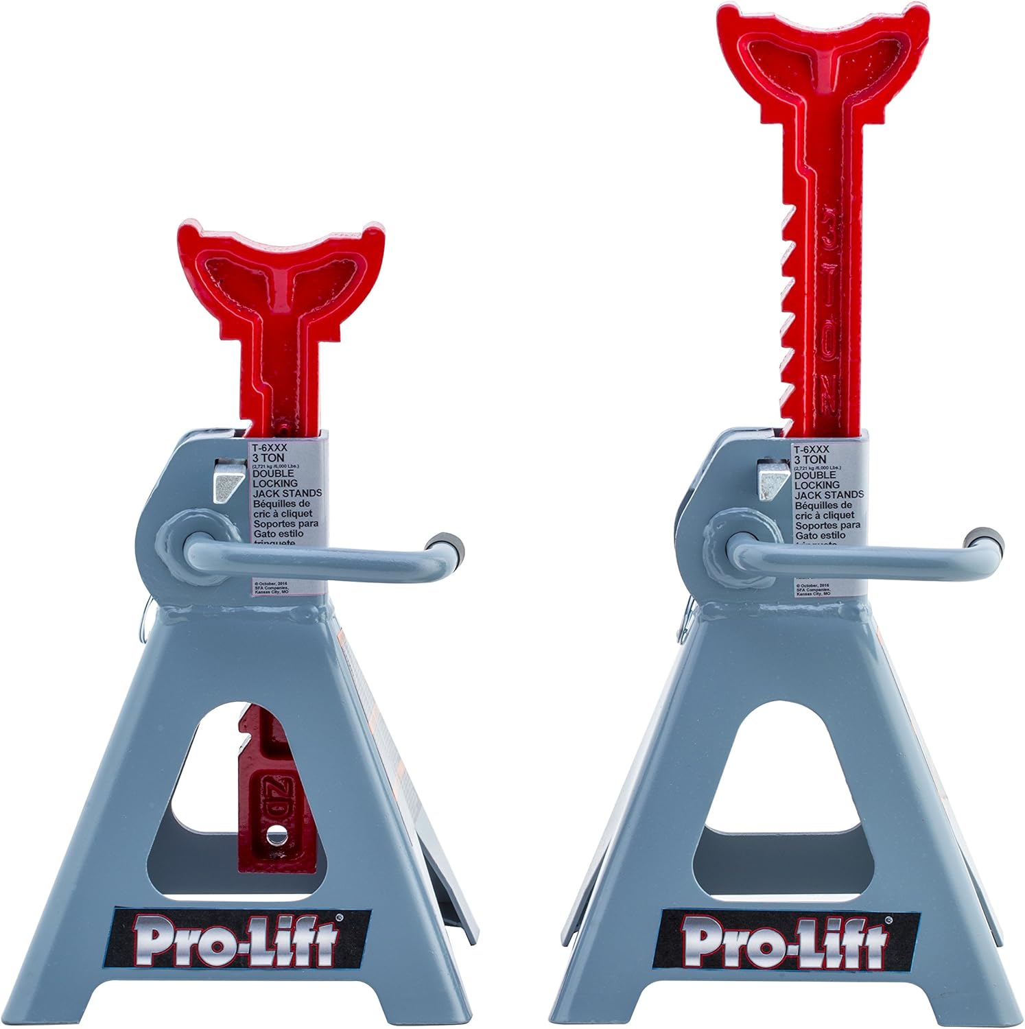 Pro-LifT PL3300 Heavy Duty Jack Stands – 3 Ton in Pair with Double Pins - Handle Lock and Mobility Pin for Extra Safety – Great for Home Auto Repair Shop, Orange Pack of 2