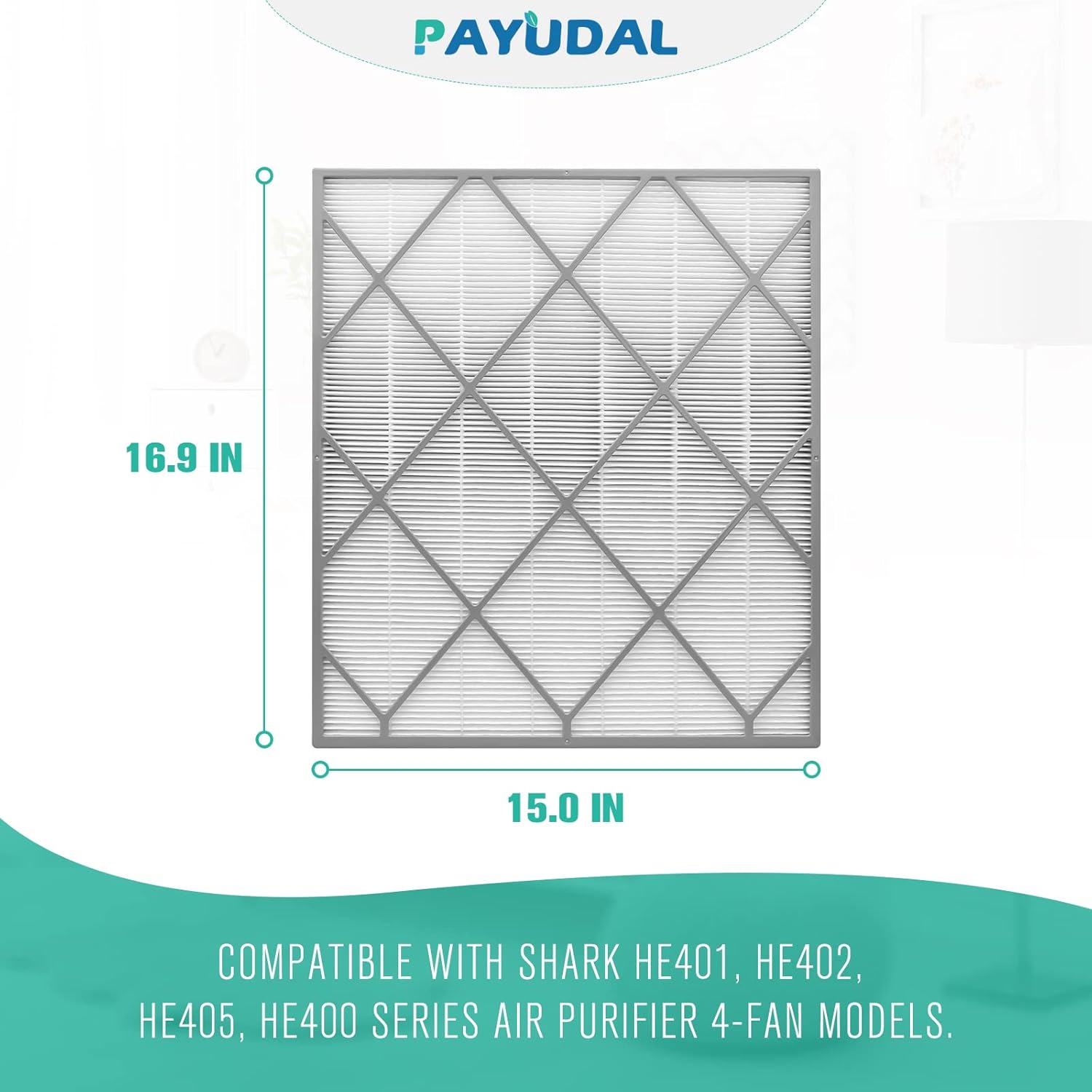 PAYUDAL HE400 Filter Compatible with Shark HE401, HE402, HE405, UA415, HE400 Series Air Purifier 4-Fan Models Pack of 2