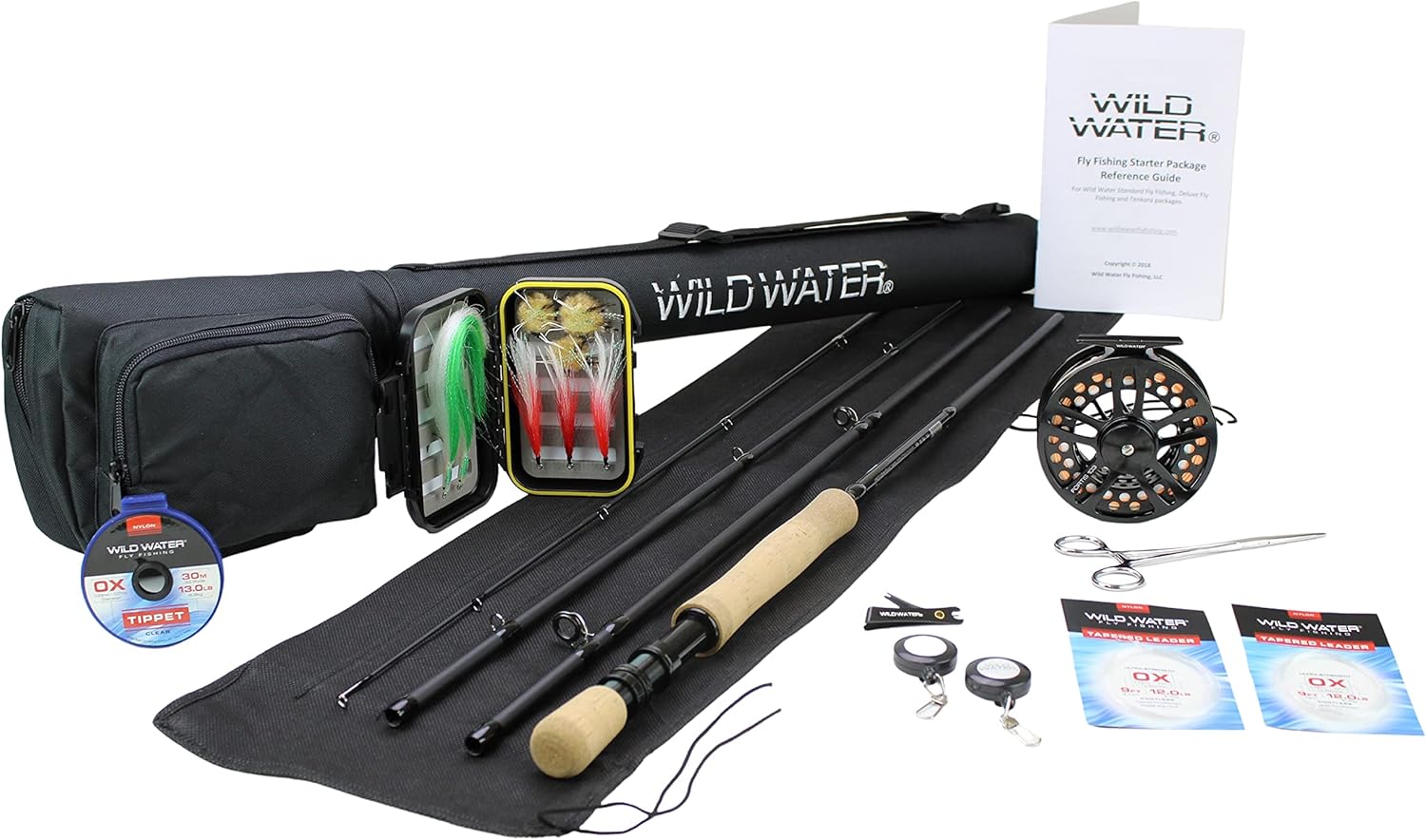 Wild Water Fly Fishing Fortis Series CNC Machined Fly Reel, 9 Foot, 4-Piece, 9/10 Weight Fly Rod Complete Fly Fishing Rod and Reel Combo Starter Package with Saltwater Flies