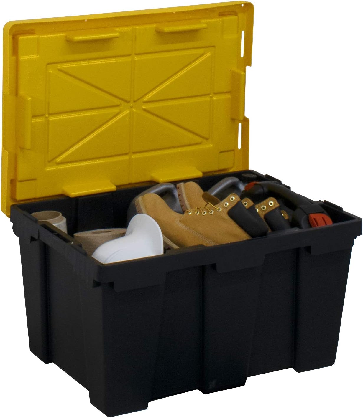 Gracious Living Heavy Duty Stackable Strong Box, Black, Yellow