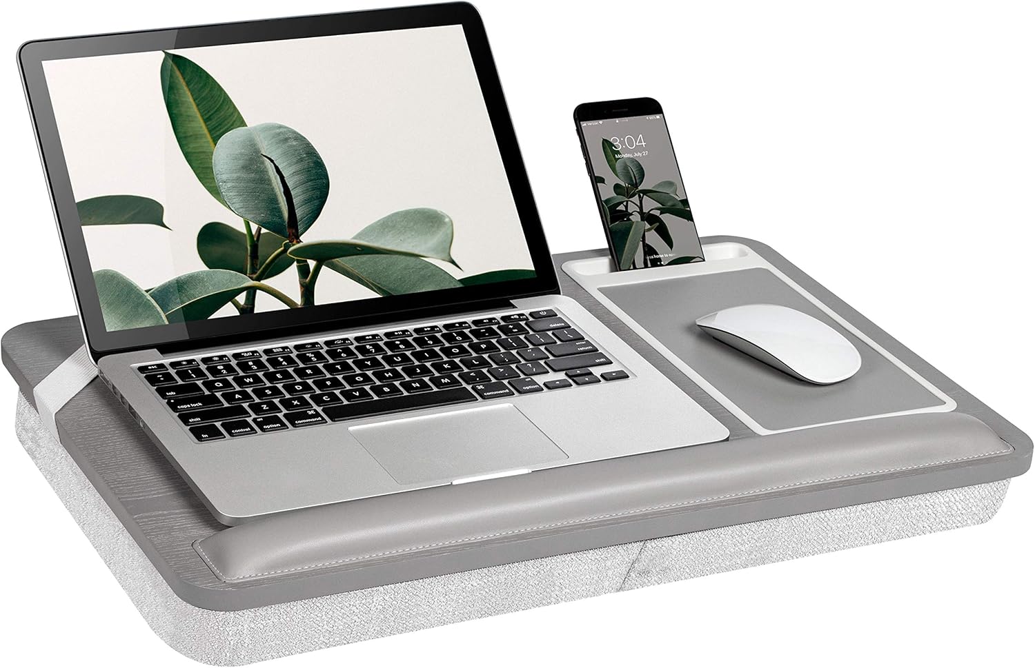 Rossie Home Premium Acacia Lap Desk with Wrist Rest, Mouse Pad, and Phone Holder - Fits Up to 15.6 Inch Laptops - Natural - Style No. 91716 Pack of 2