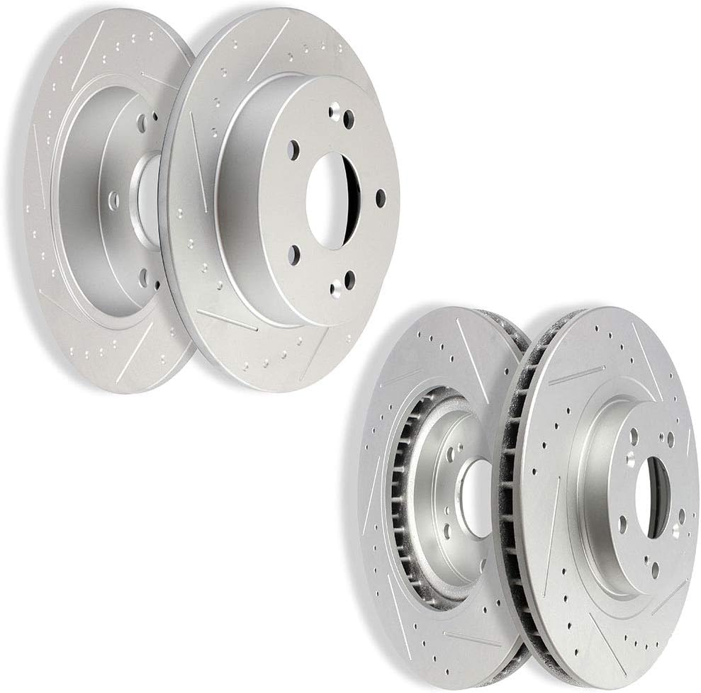 SCITOO Brake Kits, 4pcs Drilled Slotted Brake Rotors fit for 2013-2015 for Acura ILX,2006-2015 for Honda Civic