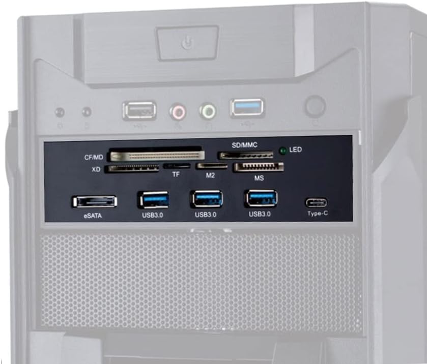 Diyeeni Internal Card Reader 5.25inches High Speed Front USB 3.0 Interface Multifunction Internal Card Reader Dashboard PC Front Panel,Equipped with eSATA and USB 3.1 Port Pack of 2