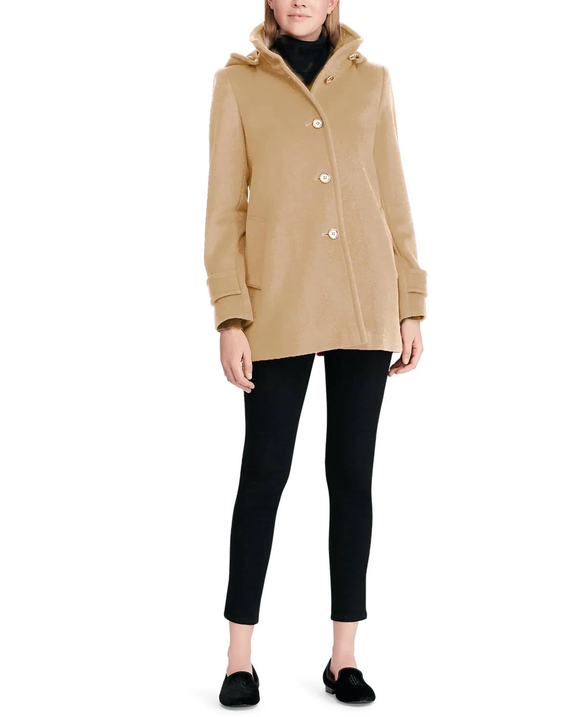 Lauren Ralph Lauren Wool-Blend Hooded Coat, Created for Macy&s - Camel