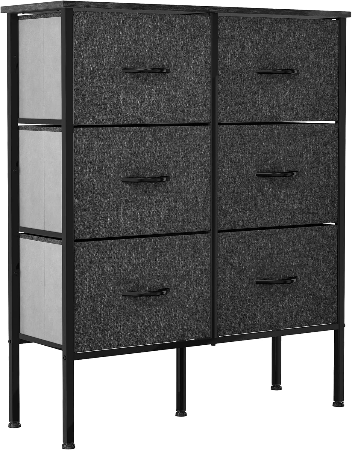 YITAHOME Dresser with 6 Drawers - Fabric Storage Tower, Organizer Unit for Bedroom, Living Room, Hallway, Closets & Nursery - Sturdy Steel Frame, Wooden Top & Easy Pull Fabric Bins (Black Grey)