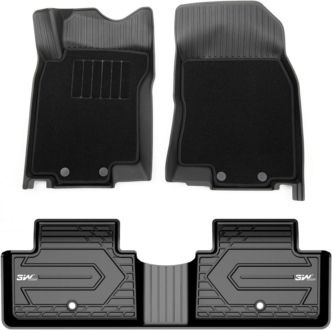 3W Floor Mats Compatible for Chevrolet Silverado 2019 2020TPE All Weather Custom Fit Floor Liner for Chevrolet Silverado1st and 2nd Row Full Set Car Liners Black