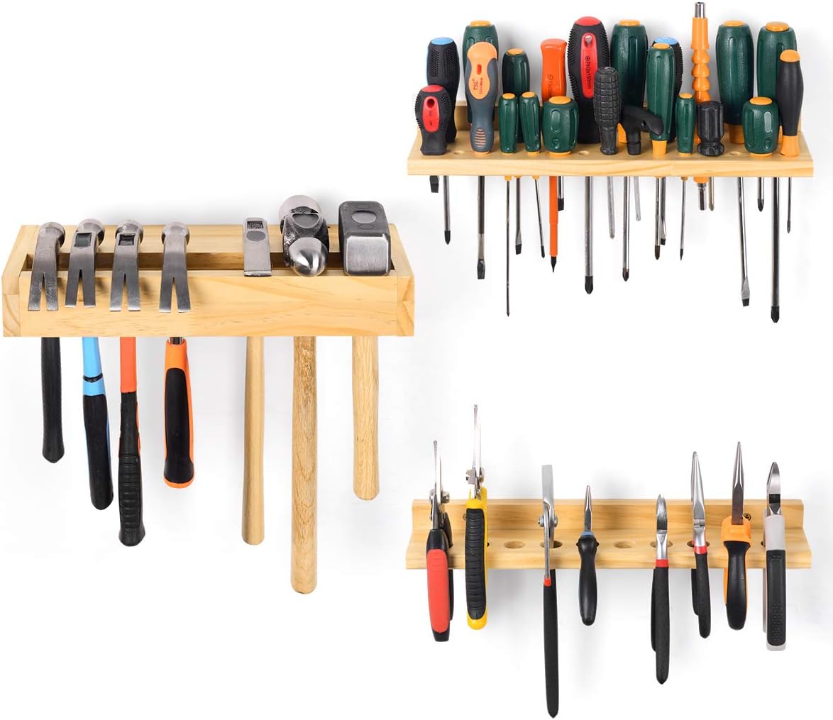 Wooden French Cleat Garage Organization, Power Tool Storage Organizer, Wall Mount DIY Tool Organizer Tool Rack, Hanging Screwdriver Rack Organization for Home, Workshop, Workbench, Easy to Install
