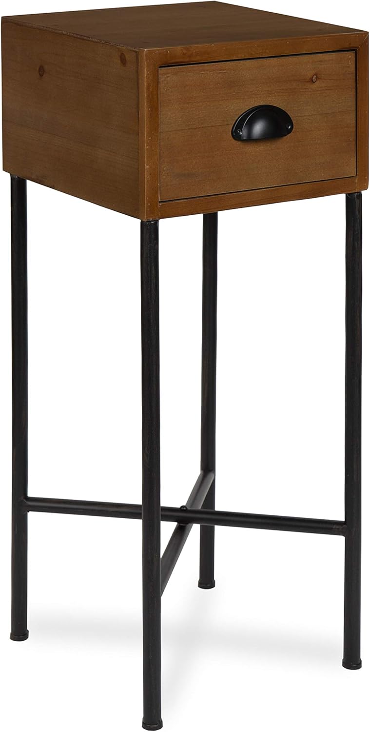 Kate and Laurel Decklyn Wood Side Accent Table with Drawer, Gray Pack of 2