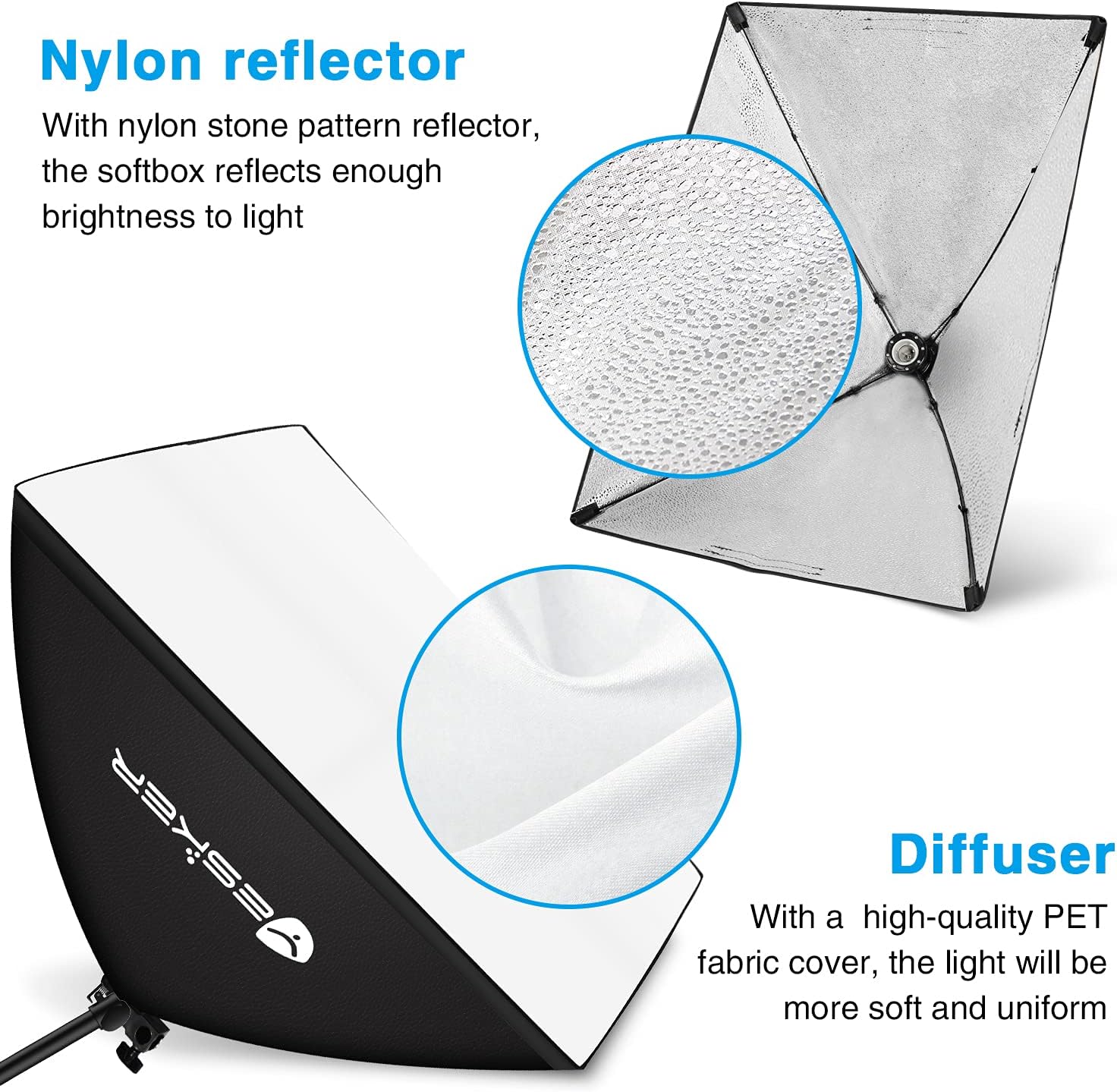 Yesker Softbox Photography Lighting Kit Continuous Photo Studio Equipment with 20x28 inch Reflector and 5500K Bulbs (2 Soft Boxes) Pack of 2