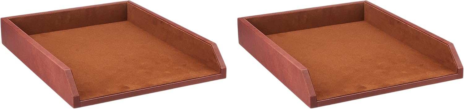 Dacasso Mocha Leather Double Letter Tray (A3020)