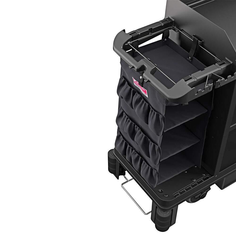 Suncast Commercial Housekeeping Cart 3-Sided Hanging Bag with Shelves, Black HKCBAG03