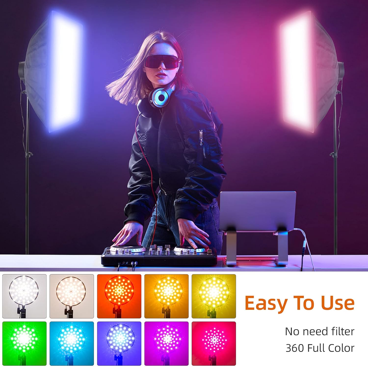 2 Packs 50W RGB LED Softbox Lighting Kit with 20