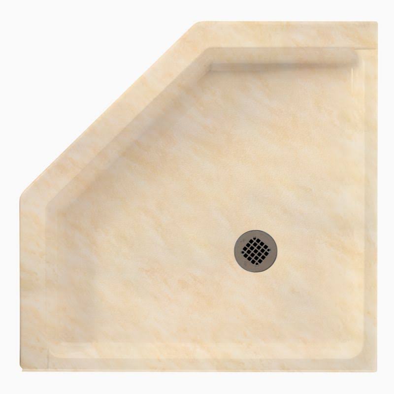 Swan Solid Surface 38-in x 38-in Neo-Angle Shower Base with Center Drain in Golden Steppe