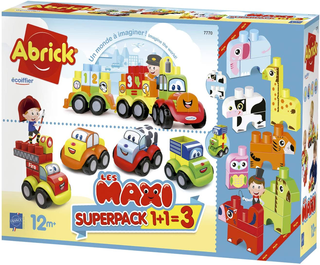 Smoby Super Pack 3 en 1 Maxi Abrick Animals Cars and Train Learning