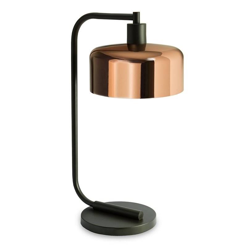 Pemberly Row 20.5x22 Black Metal Table Lamp with Copper Shade