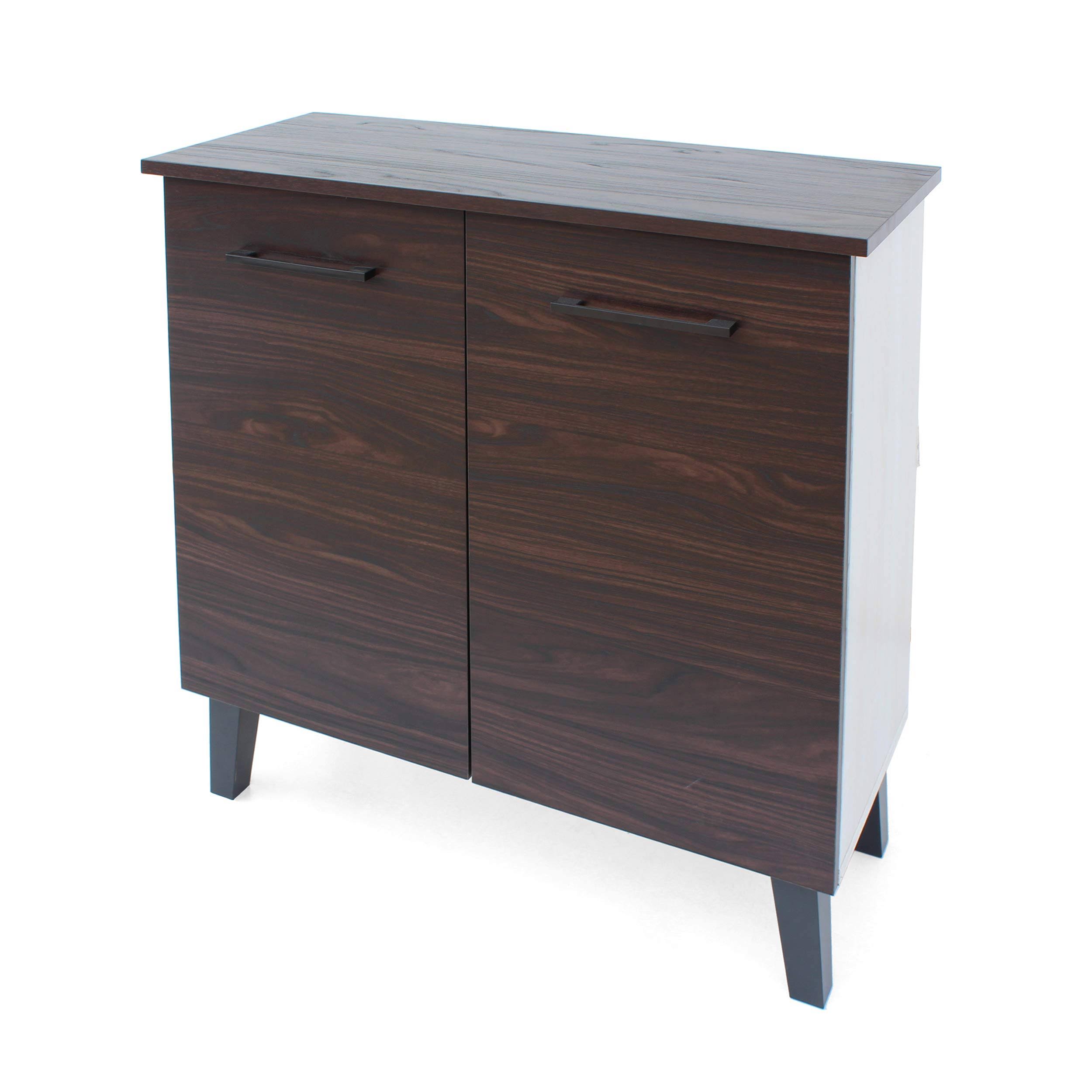 Willson Modern 3-Shelf Walnut Finished Faux Wood Cabinet with Oak Accent - Sonoma Oak