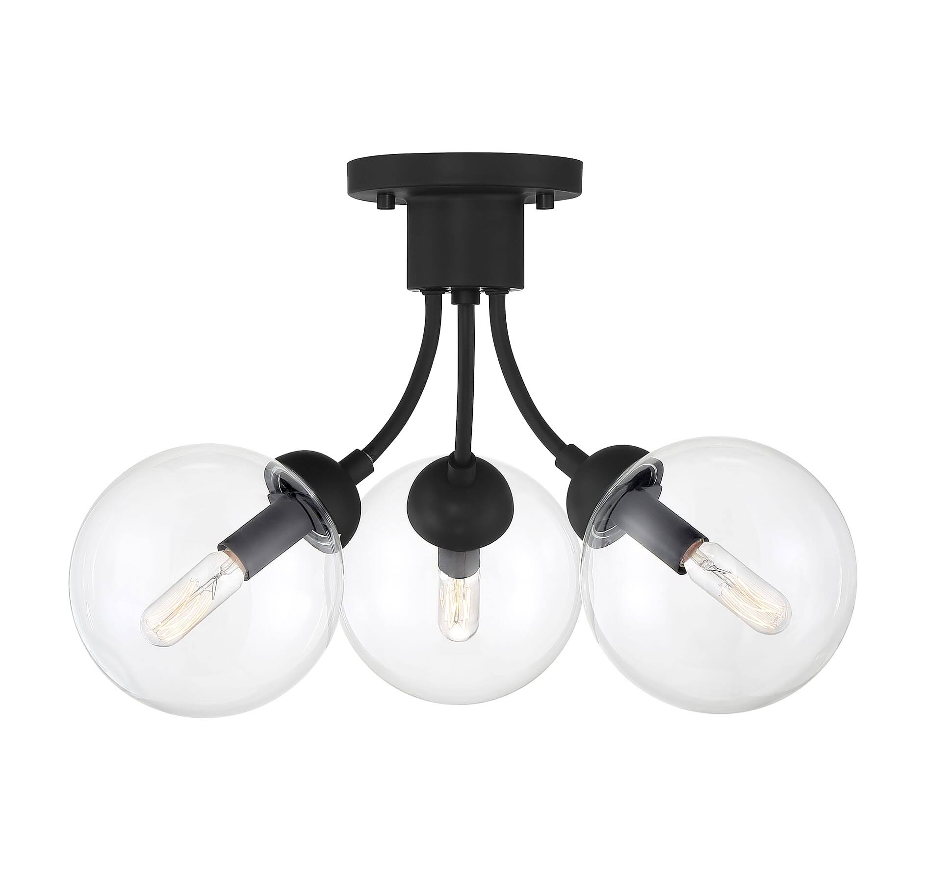 Meridian Lighting M60060mbk 3 Light Matte Black Semi-Flush
