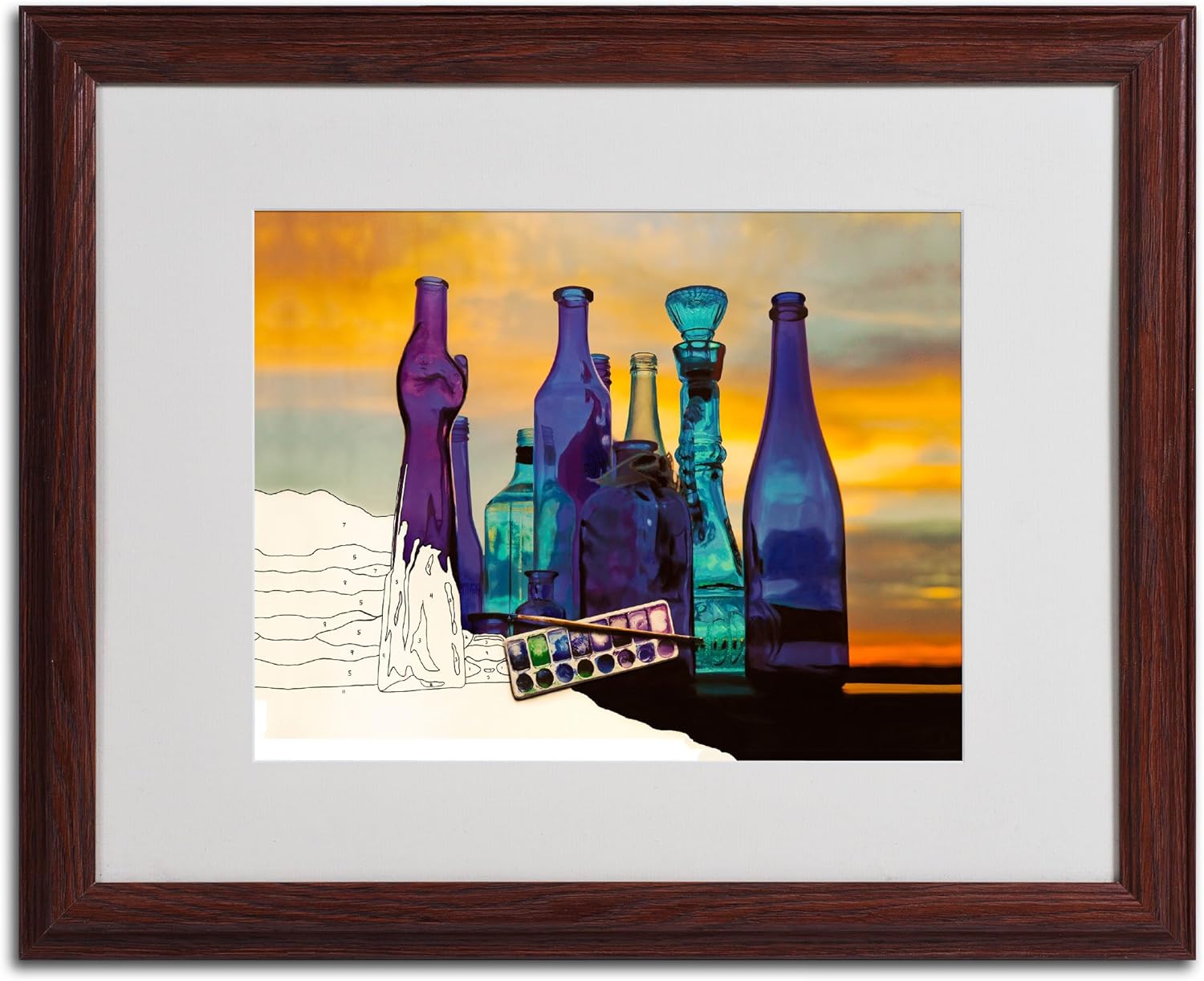 Blue Sunset by Numbers by Roderick Stevens Canvas Art, 16 by 20-Inch, Wood Frame Pack of 2