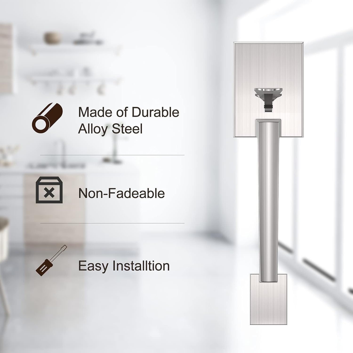 Oasbike Premium Single Door Handle, Front Door Handle Set, Entry Door Handle with Door Lever for Right & Left Sided Doors, Satin Nickel Finish Pack of 2