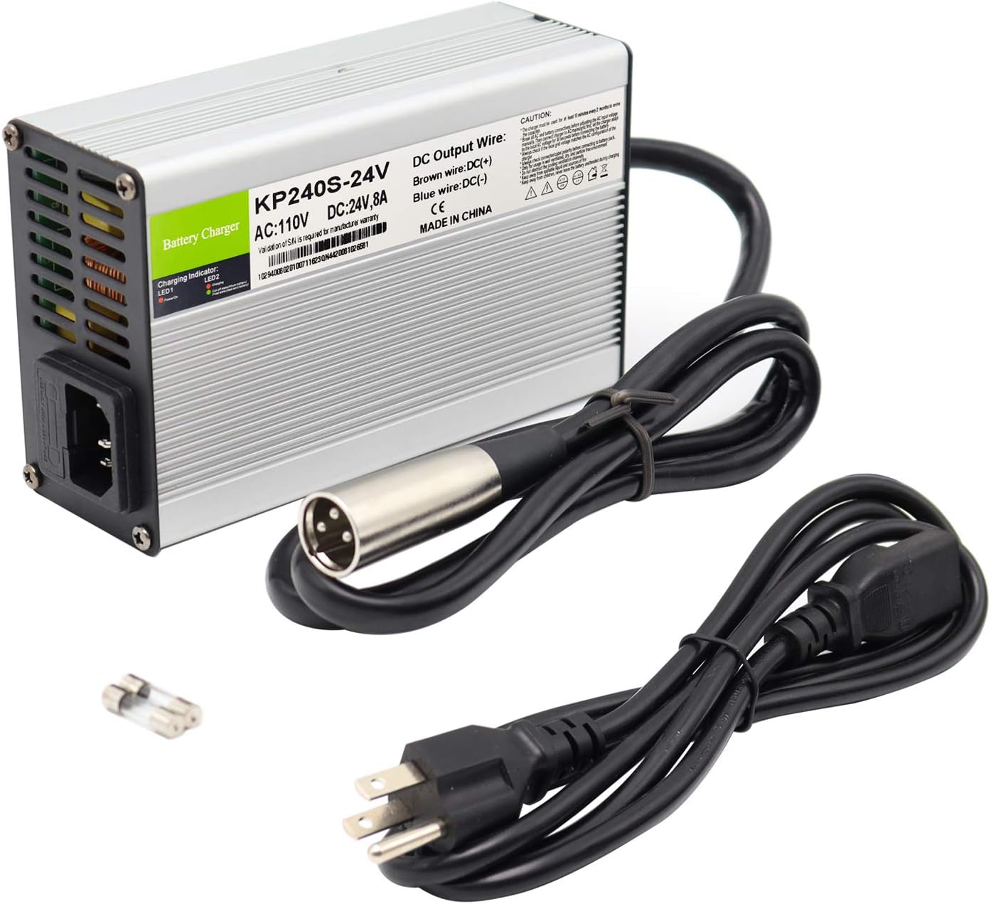 24V 8A Battery Charger with 3-Pin XLR Connector for Jazzy 1450, Invacare Pronto M51, Sunrise Medical, Quickie, Drive Medical Power Supply Pack of 2