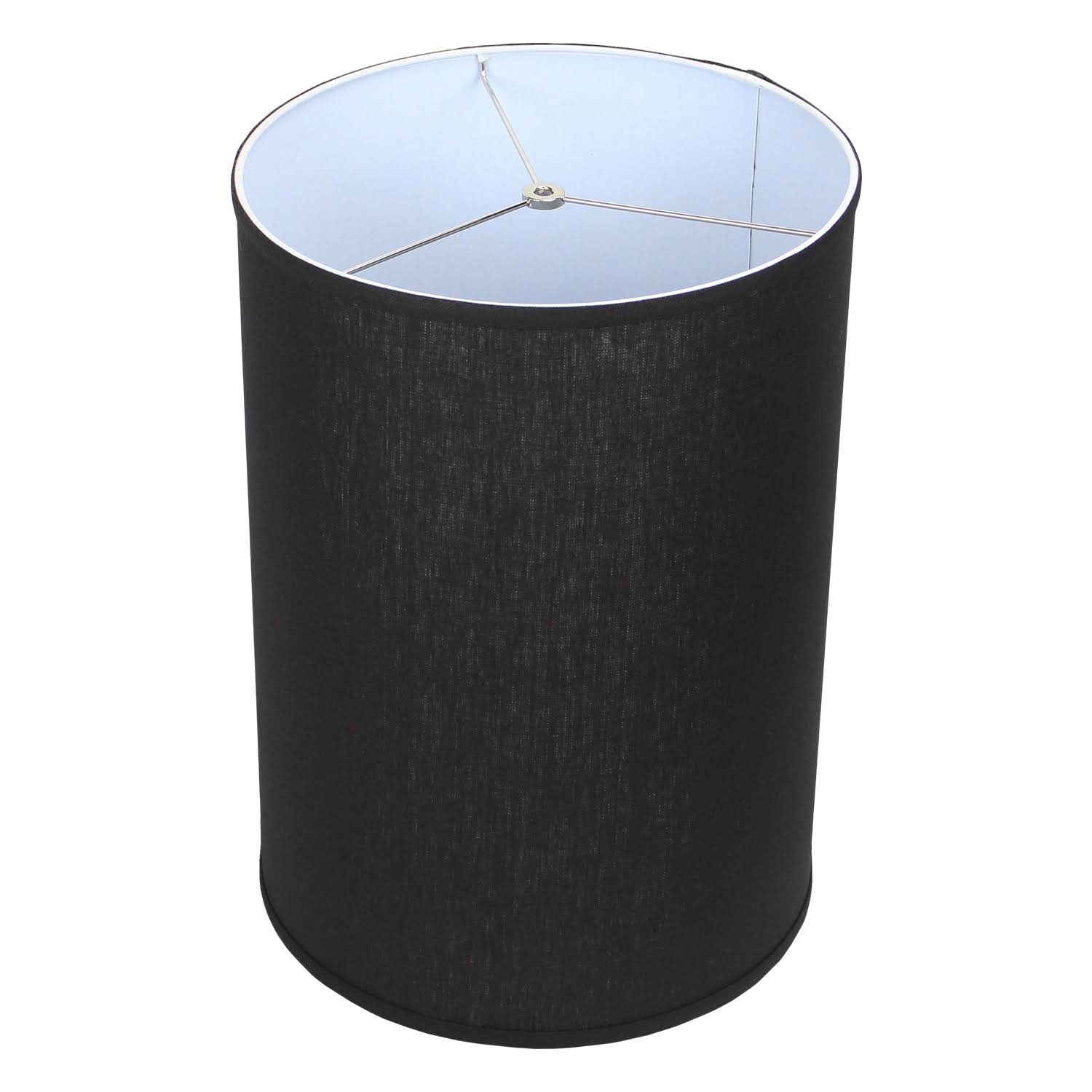 FenchelShades.com 14 in. Top Diameter x 14 in. Bottom Diameter x 20 in. Height Designer Linen Black Drum Lamp Shade, Black/Nicke