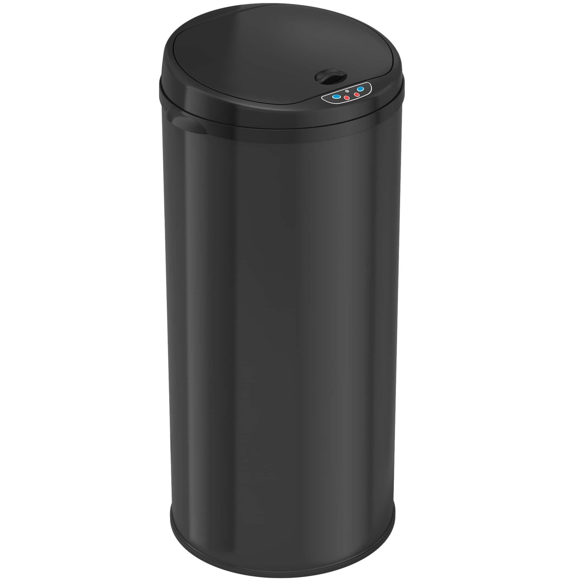 iTouchless Deodorizer - Trash can - round - motion sensor lid - 13 gal - matte black