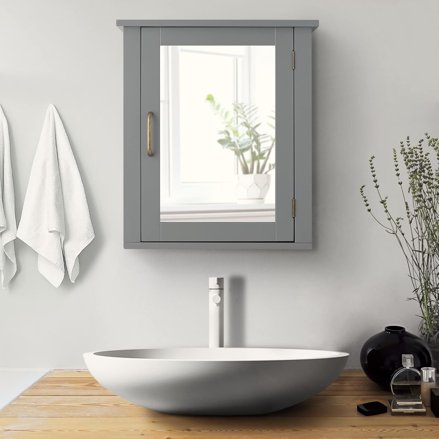 Teamson Home Mercer Detachable Bathroom Cabinet, Grey Pack of 2