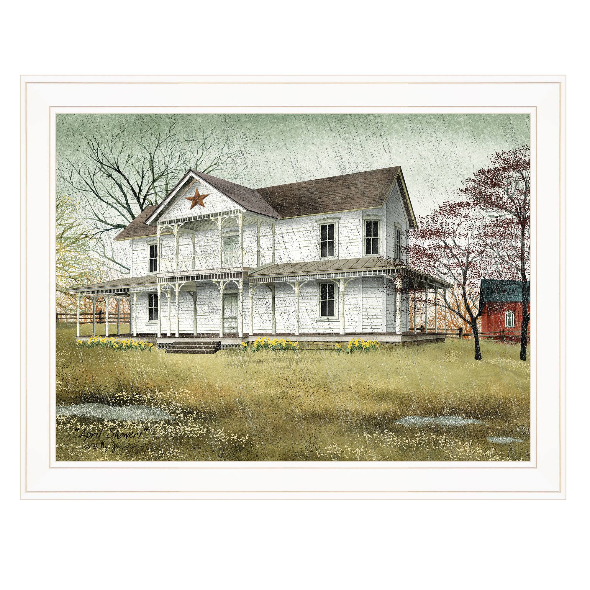 April Showers by Billy Jacobs, Ready to Hang Framed Print, White Frame