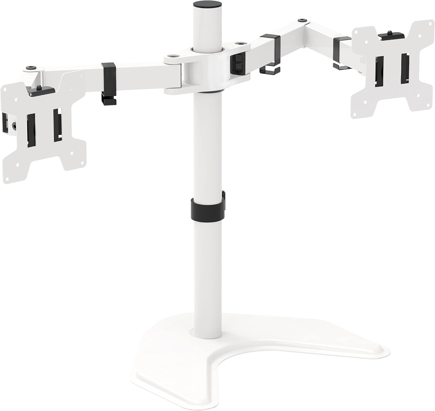 WALI Dual Monitor Stand, Free Standing Desk Mount for 2 Monitors up to 27 inch, 22 lbs. Weight Capacity per Arm, Fully Adjustable with Max VESA 100x100mm (MF002-W), White Pack of 2