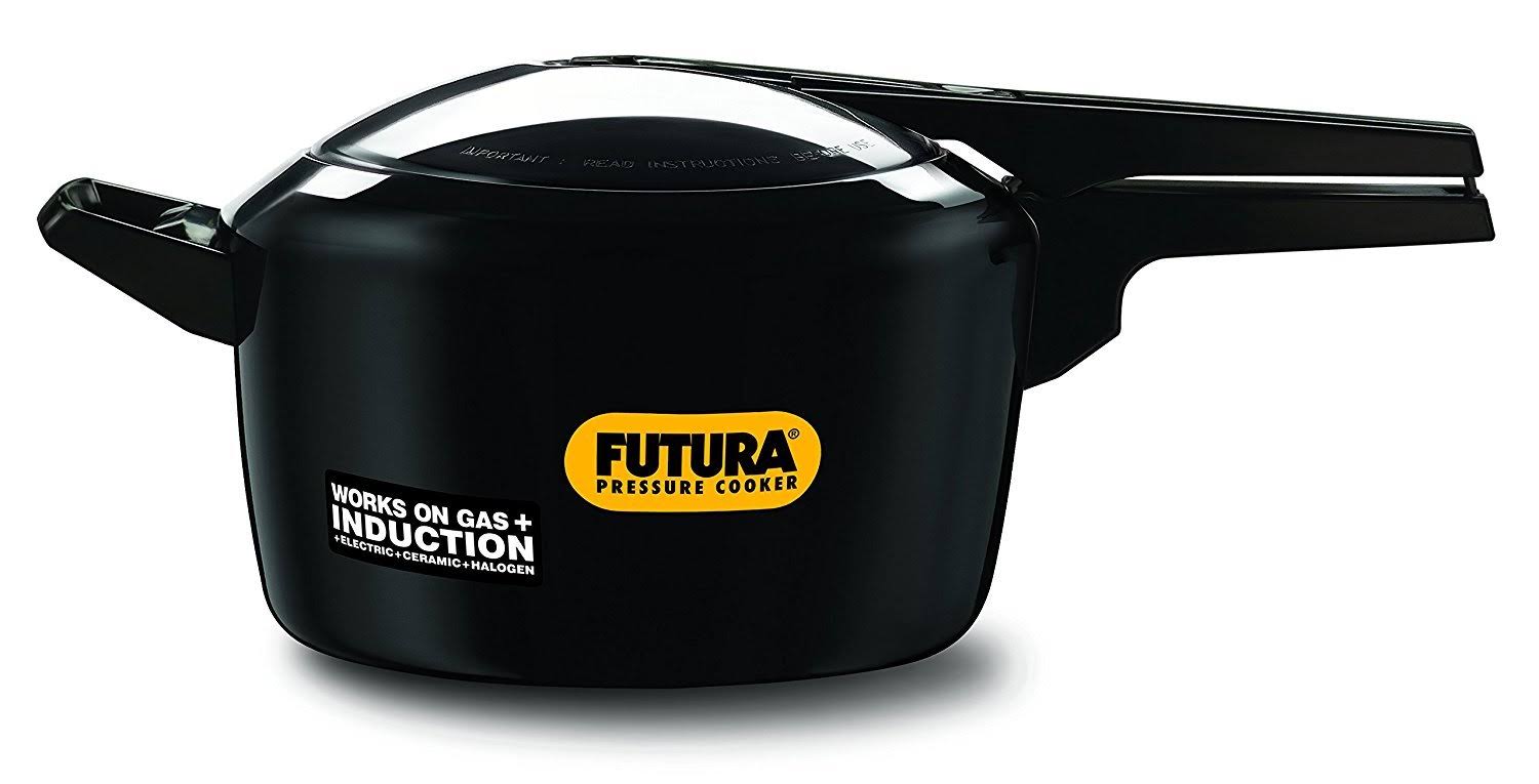 Futura 5-Litre Hard Anodized Induction Compatible Pressure Cooker Small Black
