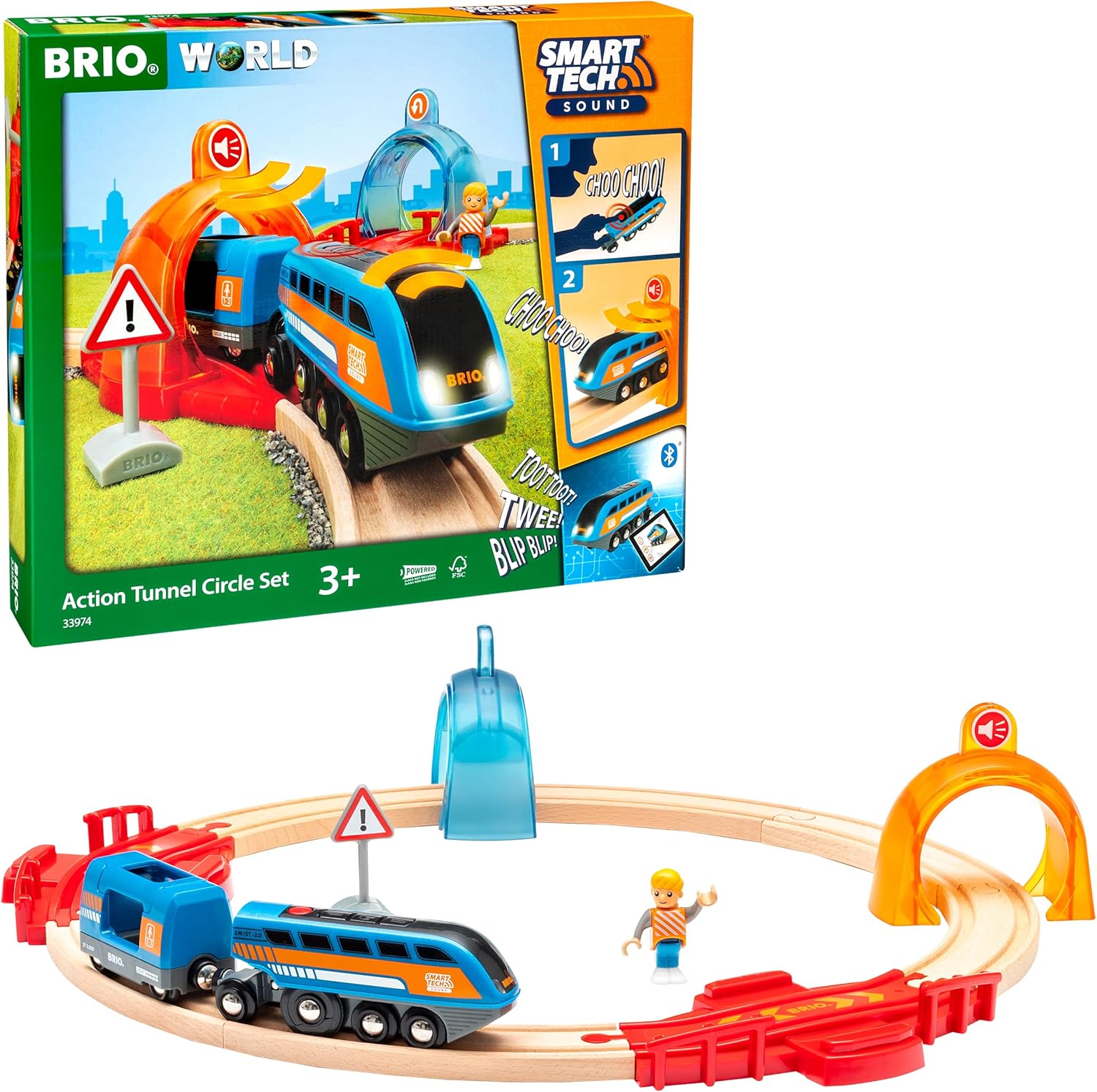 BRIO 33974 World-Smart Tech Sound-Action Tunnel Circle Set