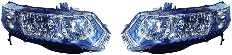 For Honda Civic Headlight Assembly 2010 2011 Pair Driver and Passenger Side | Black Housing | DOT Certified | HO2518126