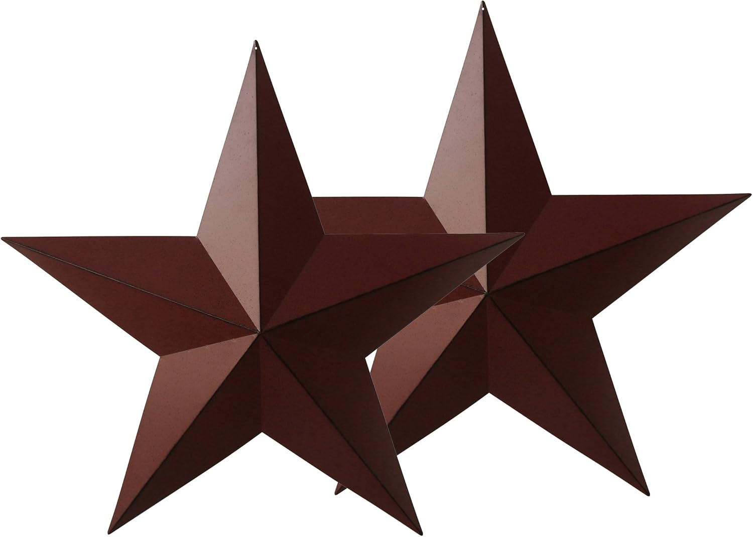 CVHOMEDECO. Country Rustic Antique Vintage Gifts Rusty/Black Metal Barn Star Wall/Door Decor, 24-Inch, Set of 2.