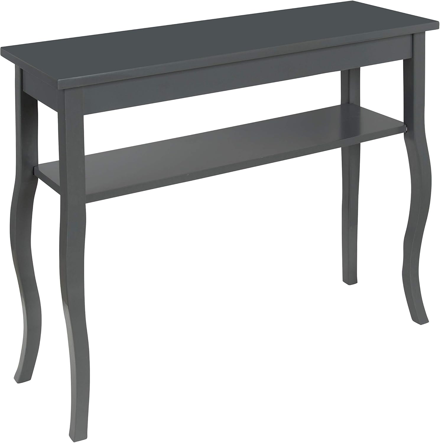 Kate and Laurel Lillian Wood Console Table with Curved Legs and Shelf, 36 x 12 Black