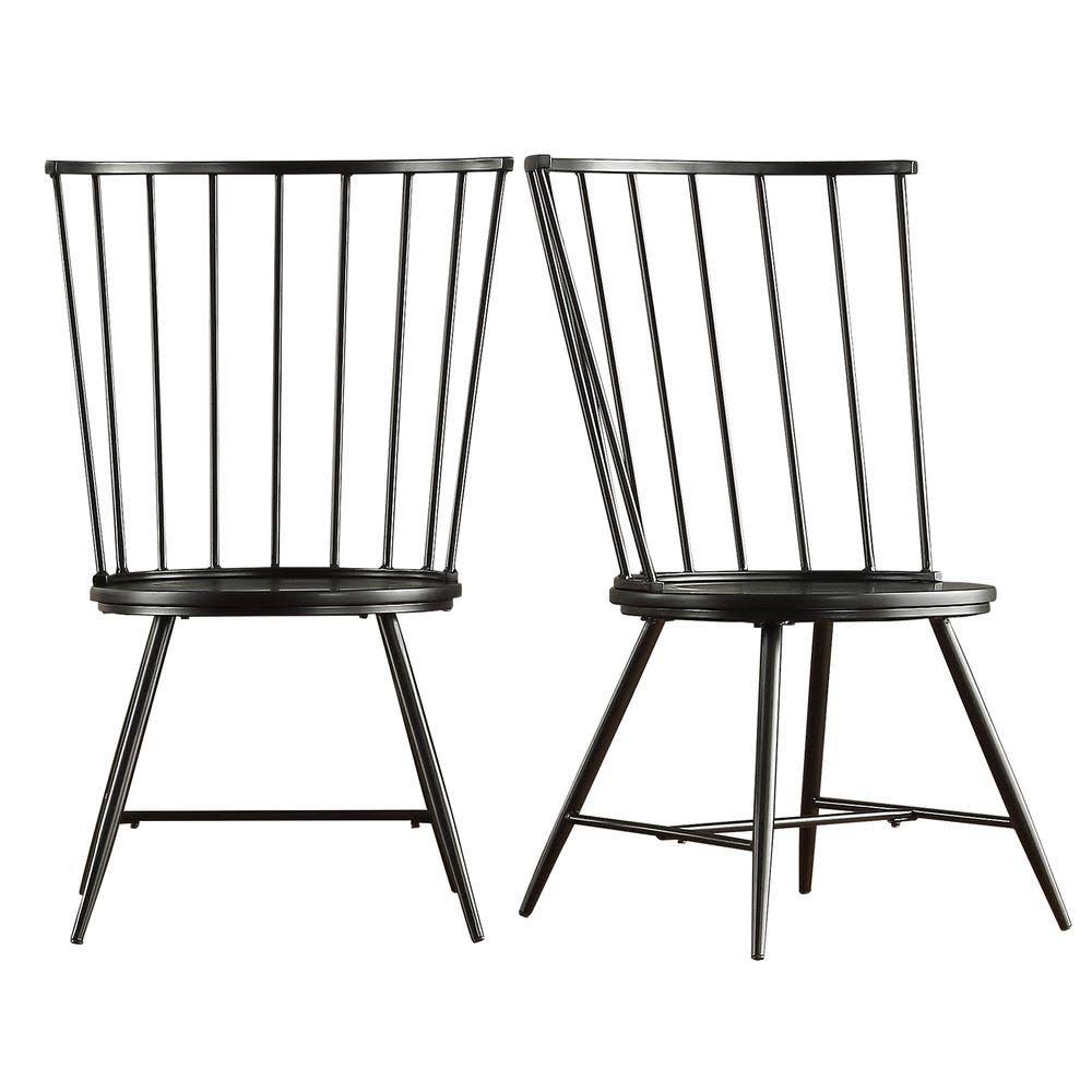 Walker Black Wood and Metal High Back Dining Chair (Set of 2)