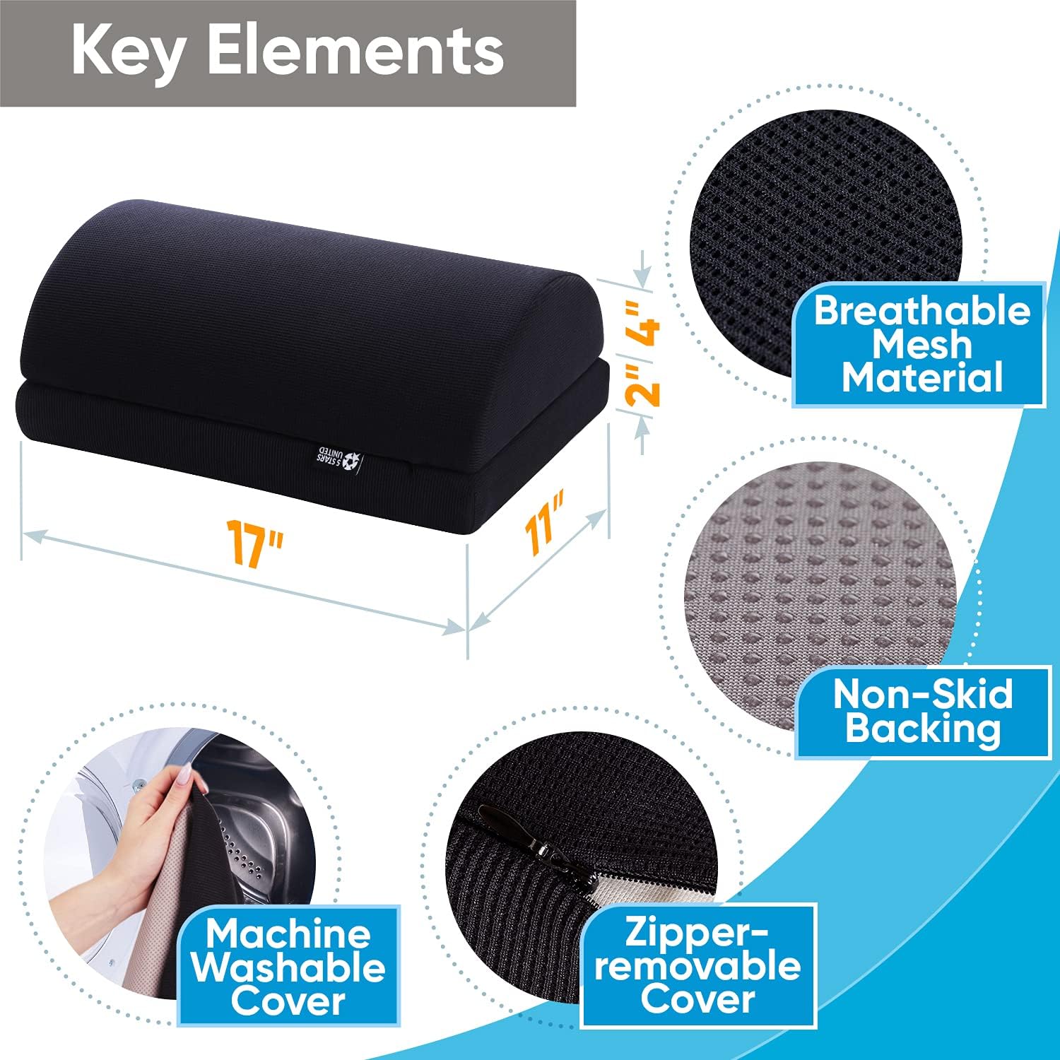 Foot Rest for Under Desk at Work &ndash; Adjustable Foam Footrest for Office & Home &ndash; Ergonomic Foot Stool for Gaming & Computer Chair &ndash; Cushion for Back & Leg Pain Relief