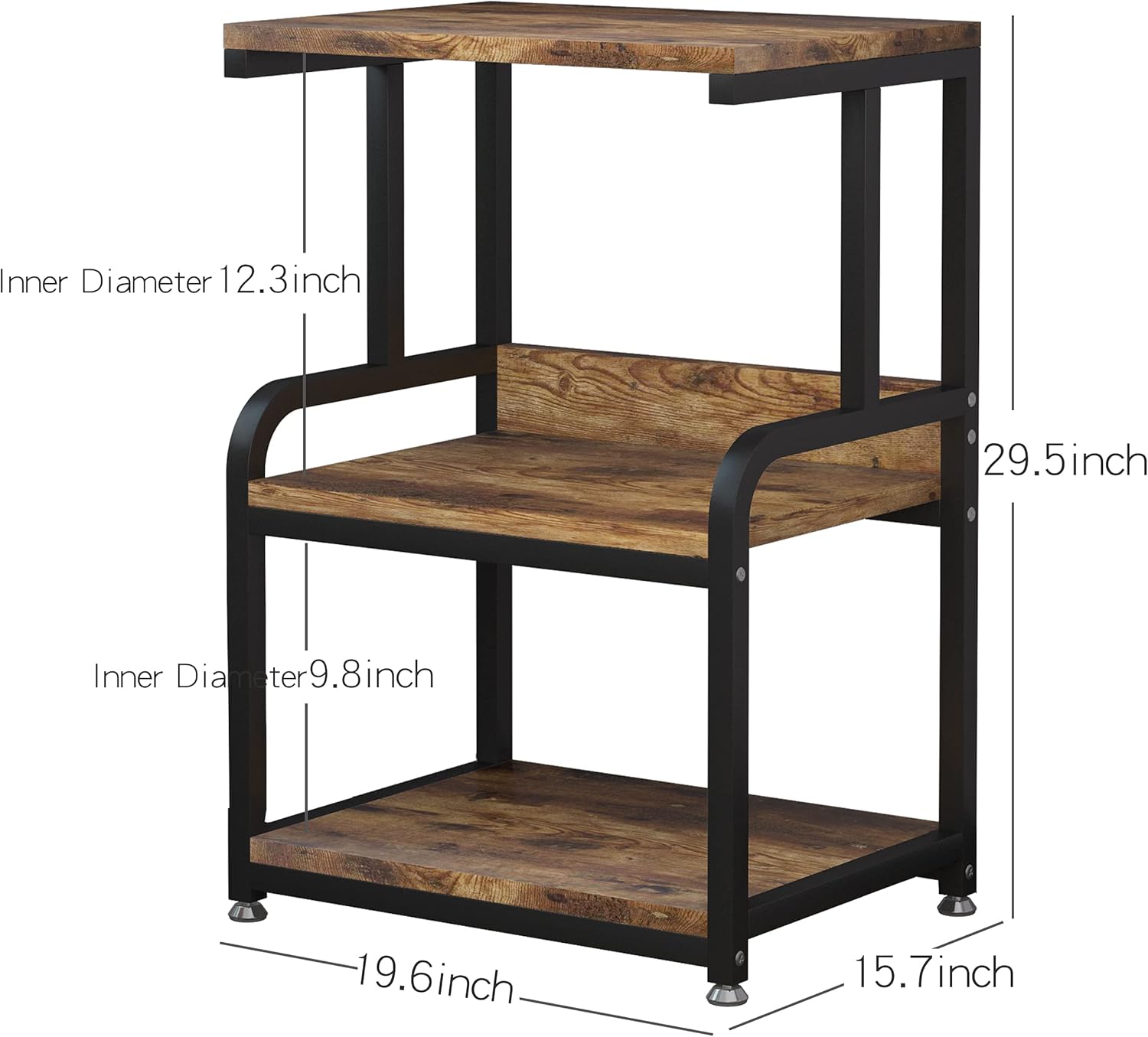 Home Printer Stand Vintage Printer Stand with 3 Tier Wood Storage Shelves Multi-Purpose Desk Organizer for Fax Machine, Scanner, Files, Books with Adjustable Anti-Skid Feet (Old-Style red)