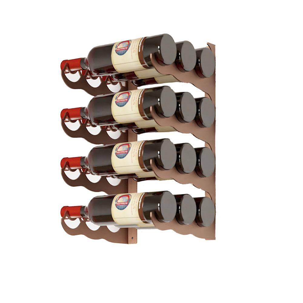 di Prima USA 12 Bottles Wall Mount Wine Rack - Triple Depth - Chestnut