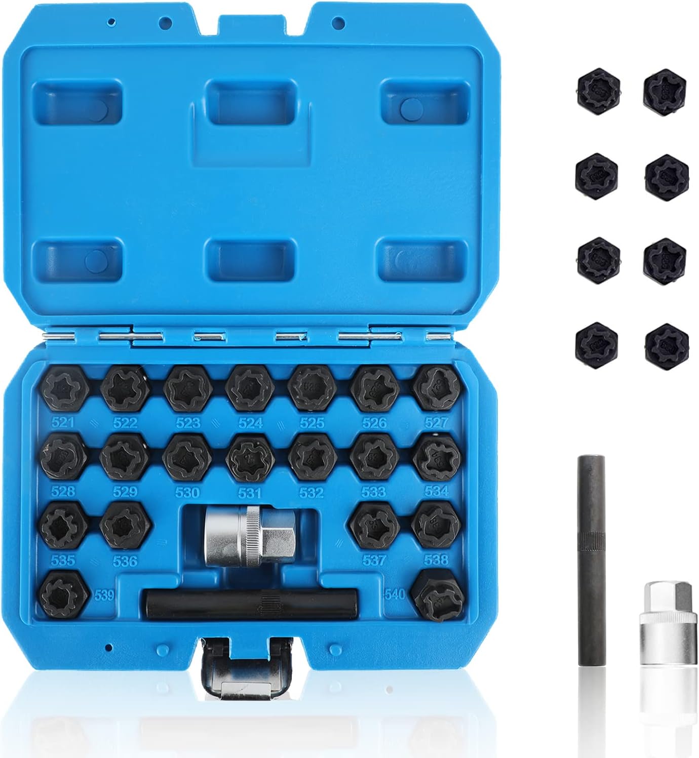 CATUDIY 22pcs Screws Removal and Install Socket Sleeve Set, Anti-Theft Wheel Lock Lug Nuts Remover Kit, Screw Bolt Extractor Tire Locks Screws Remover Compatible for VW, Audi