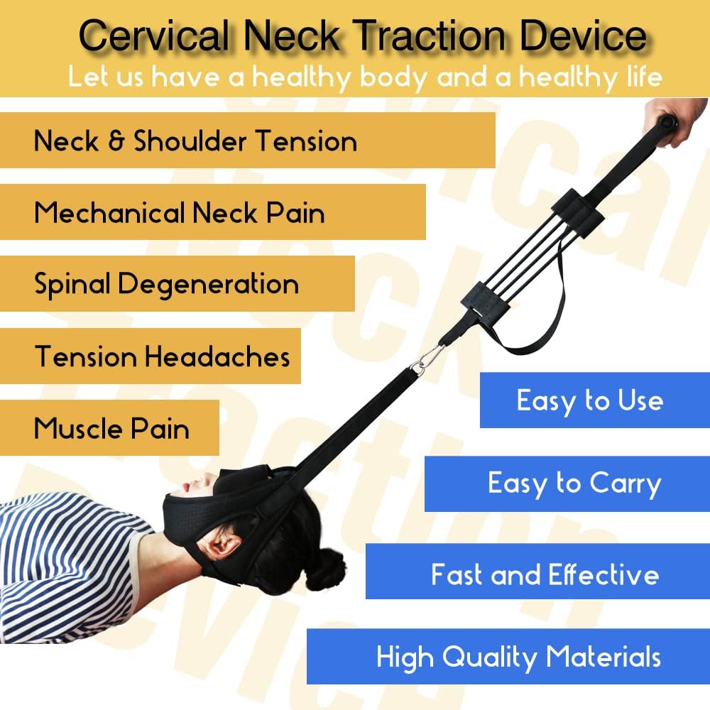 Cervical Neck Traction Device for Neck Pain Relief, Y Strap Chiropractic Spinal Decompression Tool Home Physical Therapy for Back Pain, Disc Bulges and Spinal Decompression and Migraine Relief
