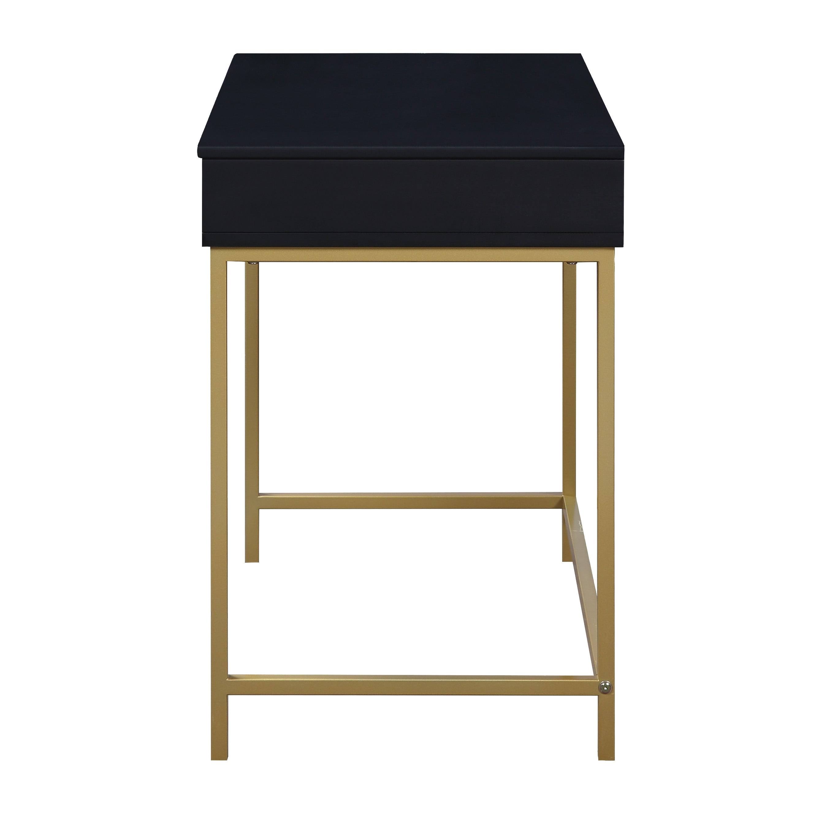 Osp Home Furnishings - Modern Life Desk in Finish with Gold Metal Legs - Black