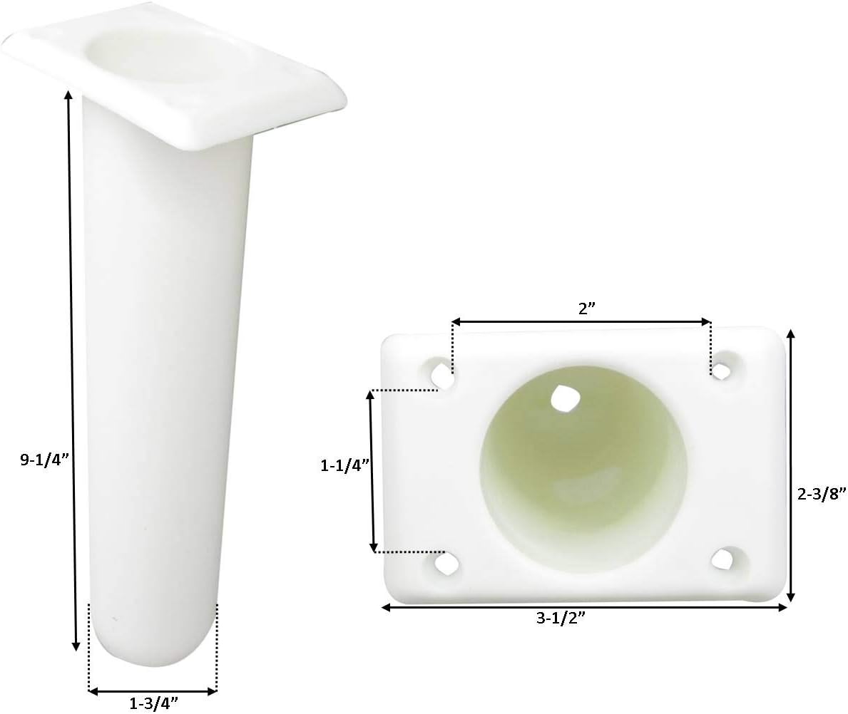 Pactrade Marine Boat Kayak White Plastic Rod Holder Square Plate Straight Head Pack of 2