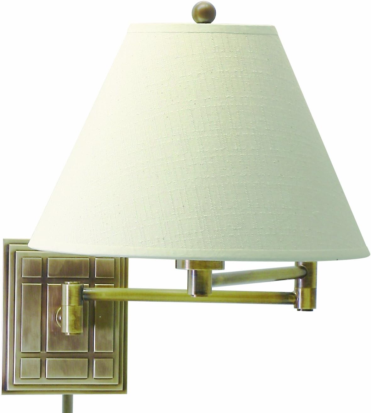 House of Troy WS750-AS Swing-Arm Wall Lamp with White Linen Hardback Shade, 15