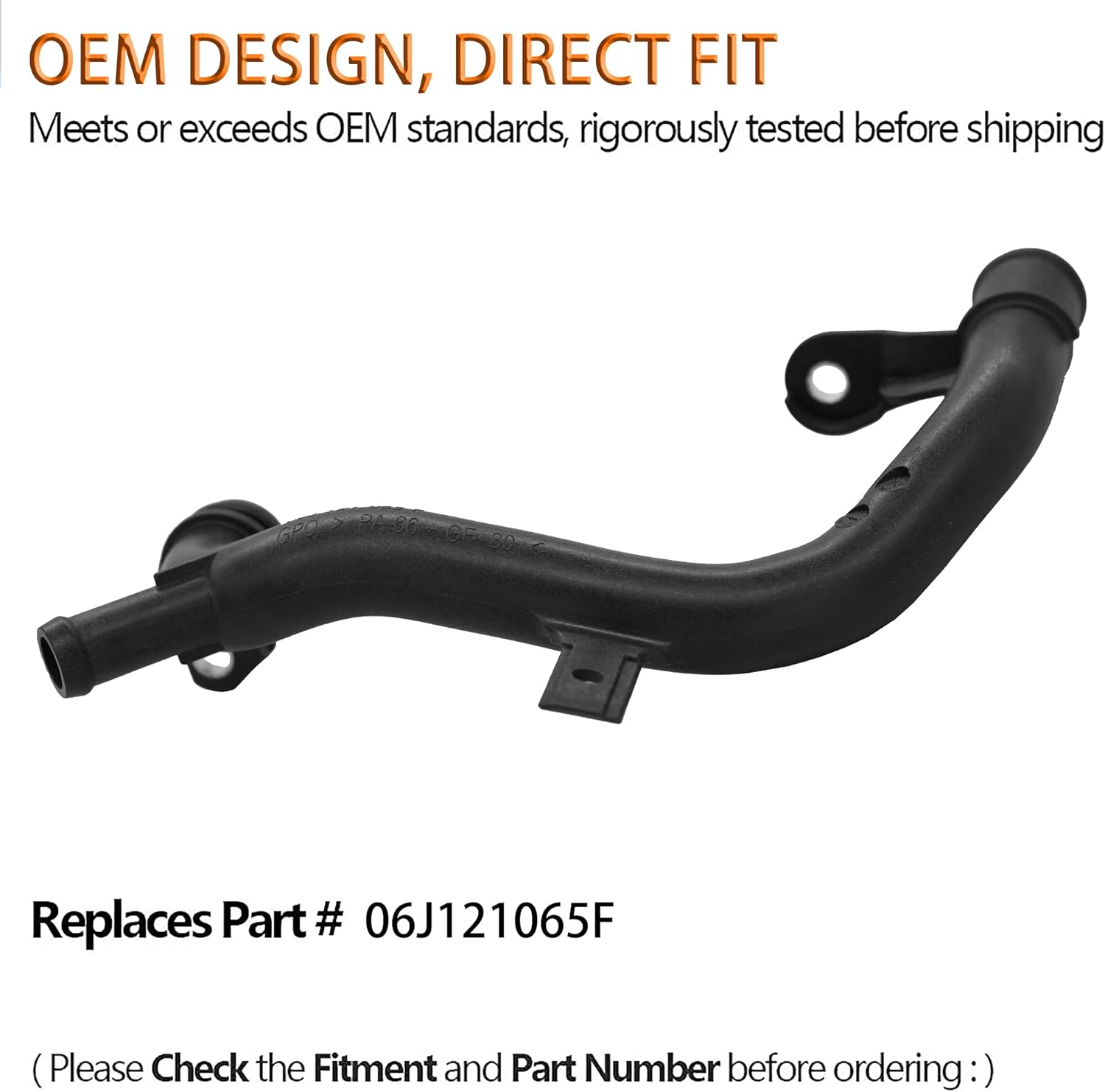 Water Pipe Compatible With 2009-2010 Volkswagen Passat & 2009-2018 Tiguan Replace# 06J121065F