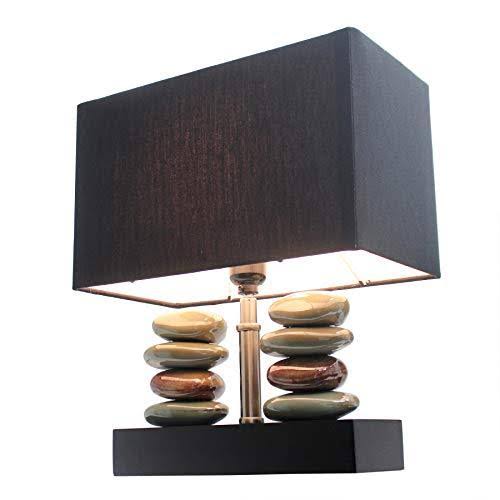 Elegant Designs Lt1036-blk Rectangular Dual Stacked Stone Ceramic Table Lamp, 14