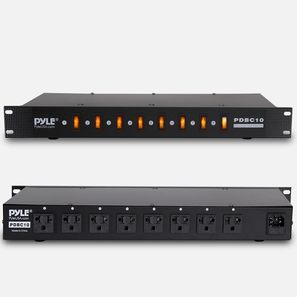 Electric Rack Mount PDU Unit - 8 Outlets w/ Digital Display and Surge Protection, 1U/15A/120V Aluminum Alloy Power, Covered w/ ON/OFF Switch,Wide Usage & Built-In Circuit Breaker - SereneLife PDBC10