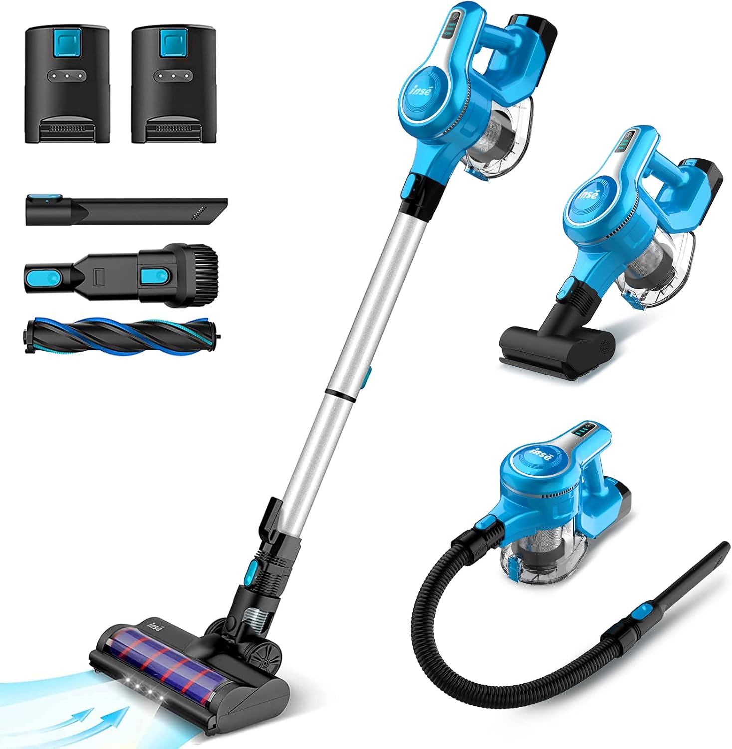 INSE Cordless Vacuum Cleaner, Rechargeable Battery Cordless Stick Vacuum, Up to 80mins Run-time, Powerful Suction Lightweight Handheld vaccumm for Home Hardwood Floor Carpet Pet Hair, S6P Pro