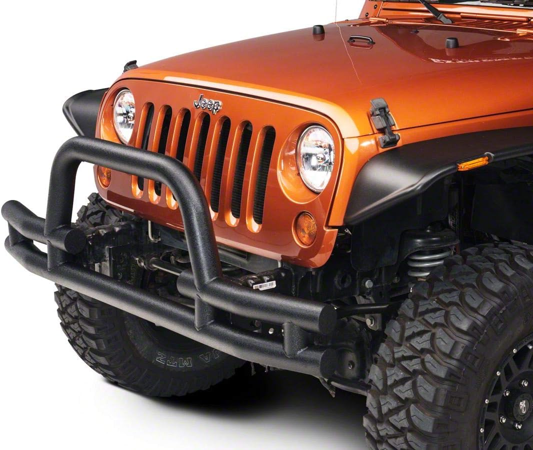 Barricade Tubular Front Bumper with Winch Cutout; Textured Black Compatible with 07-18 Jeep Wrangler JK
