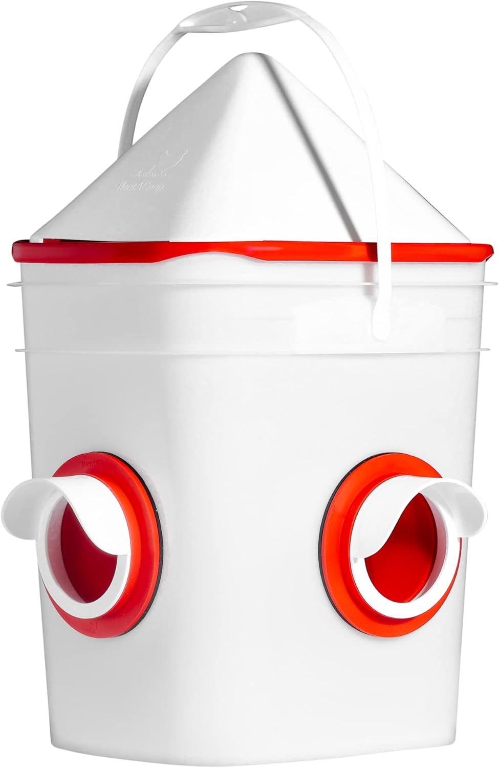 Chicken Feeder-Holds 20 Pounds-Pellets-Crumbles-Grain in Bucket - for 21st Century Chicken Owners - Inside or Outside of Coop - Use with Nipple Waterer (Corner Placement) Pack of 2