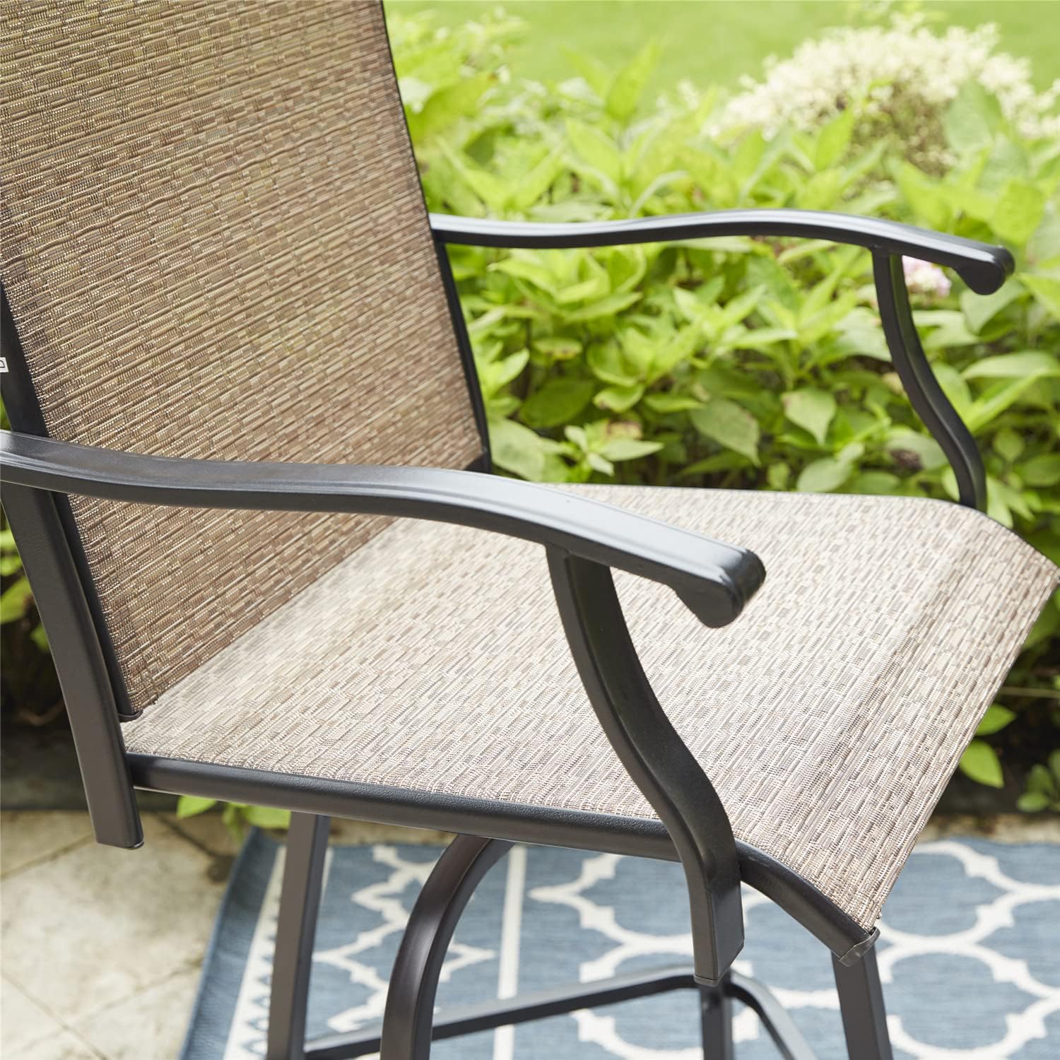 Folding Patio Chairs with Armrests, Portable Patio Dining Chairs Sling Back Chairs for Garden, Set of 2